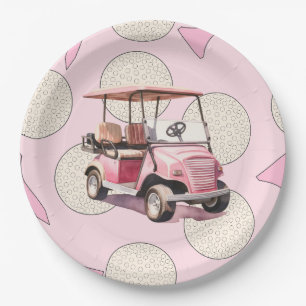 Assiettes En Carton Chariot de golf rose pour femme joueur