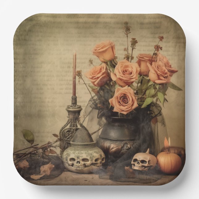 Assiettes En Carton Chariot Halloween vintage (4) (Recto)