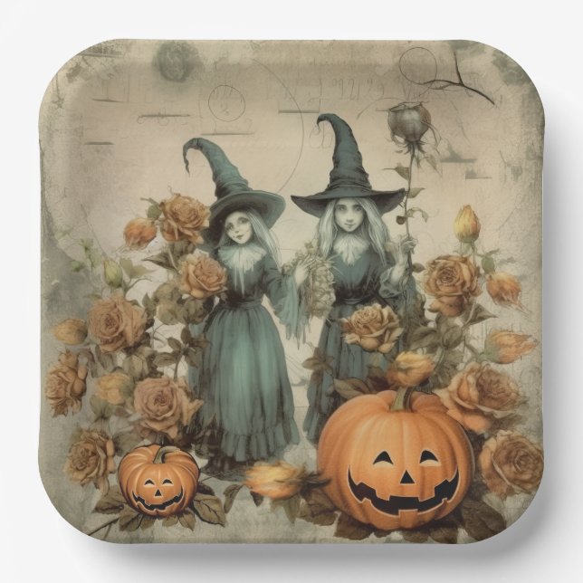 Assiettes En Carton Chariot Halloween vintage (6) (Recto)