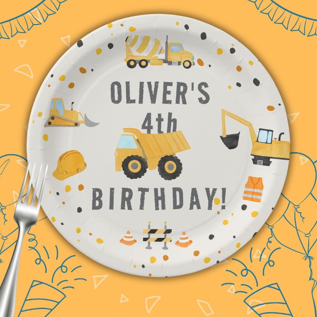 Assiettes En Carton Chariots de construction fête d'anniversaire (Créateur téléchargé)