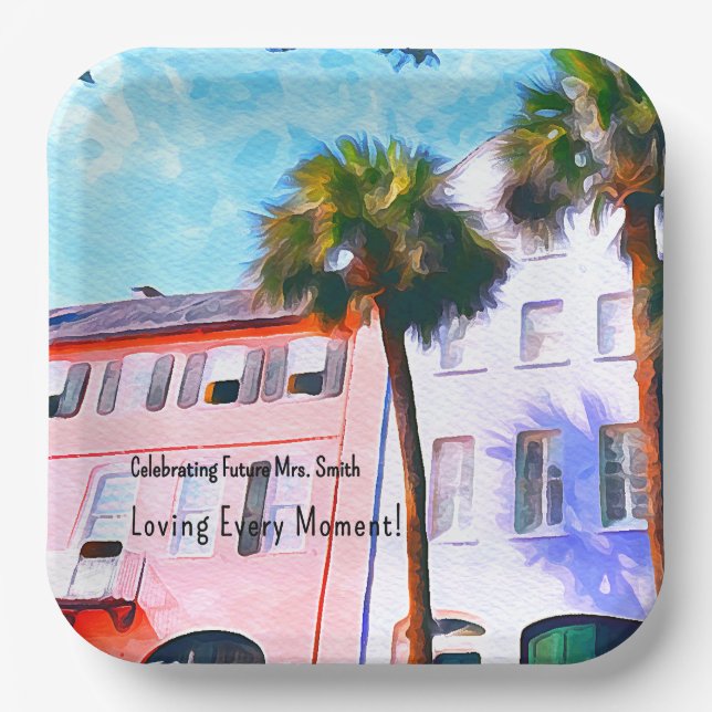 Assiettes En Carton Charleston Bachelorette (Recto)