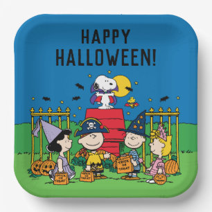 Assiettes En Carton Charlie Brown et le parti Gang Halloween