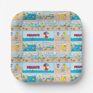 Assiettes En Carton Charlie Brown & Sally À La Plage