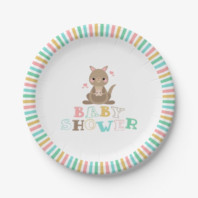 Assiettes En Carton Charmant Baby shower de Kangaroo (Devant)