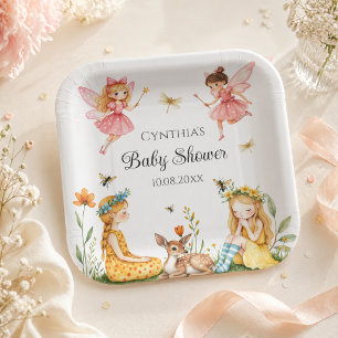 Assiettes En Carton Charmante Baby shower des animaux de bois des fées