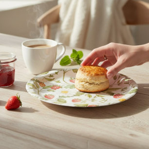 Assiettes En Carton Charmante eau de fraise et de marguerite à l'aquar