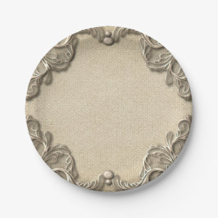 Assiettes En Carton Charme élégant et vintage du Sud toile de jute den