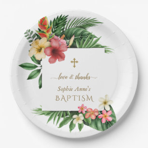 Assiettes En Carton Charme Luxuriant Fleurs de Jardin Tropical Mariage