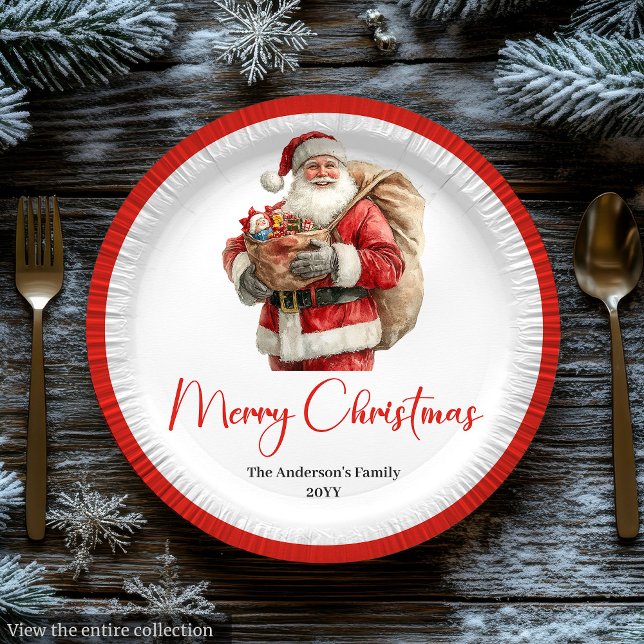 Assiettes En Carton Charming Santa Claus Stylish Watercolor Dinner  (Charming Santa Claus Stylish Watercolor Dinner Plate)
