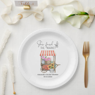 Assiettes En Carton Charrette de fleurs pour la douche de la mariée