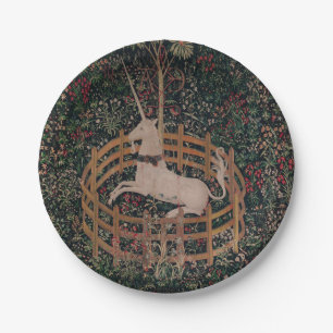 Assiettes En Carton Chasse à la licorne Art médiéval - La licorne se r