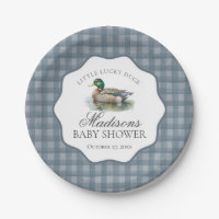 Chasse au canard colvert Gingham bleu Fête prénata