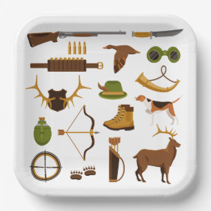Assiettes En Carton Chasseur à la chasse 
