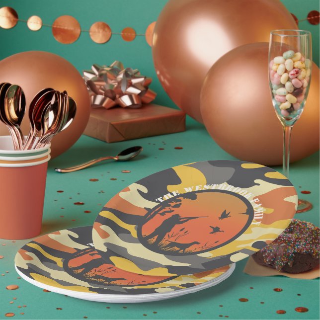 Assiettes En Carton Chasseur de canards et camouflage (Multi)