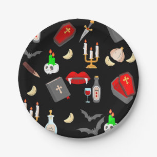 Assiettes En Carton chasseur de vampire gothique halloween dague d'ail