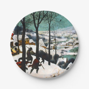 Assiettes En Carton Chasseurs dans le paysage de neige Pieter Bruegel