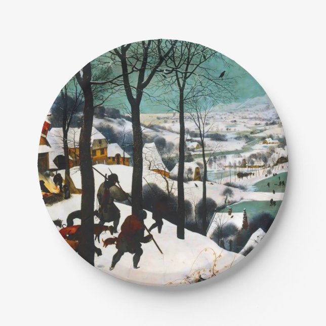 Assiettes En Carton Chasseurs dans le paysage de neige Pieter Bruegel (Devant)