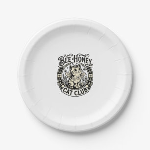 Assiettes En Carton Chat abeille miel Graphique de chat drôle - Club d