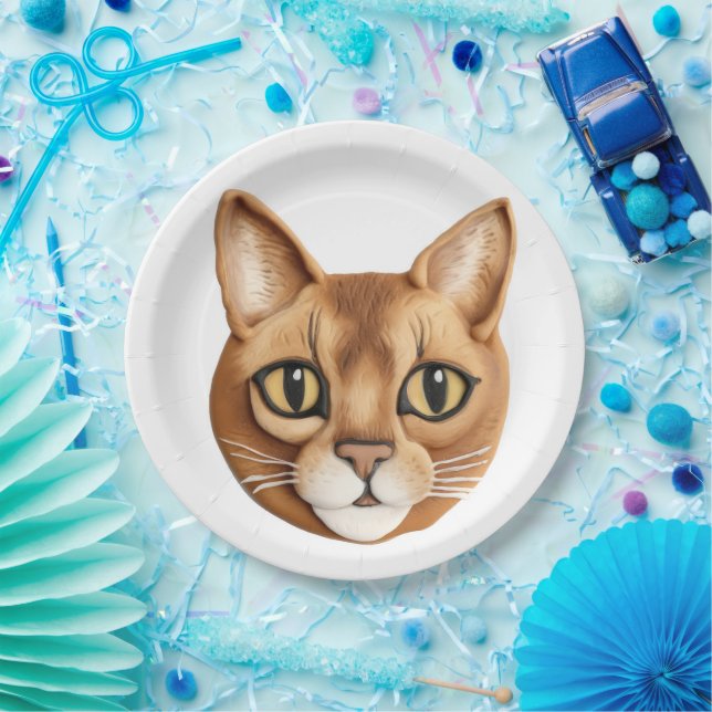 Assiettes En Carton Chat abyssinien 3D inspiré (Fête)