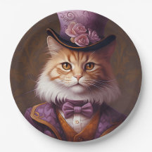 Chat Aristocratique En Violet Et Orange
