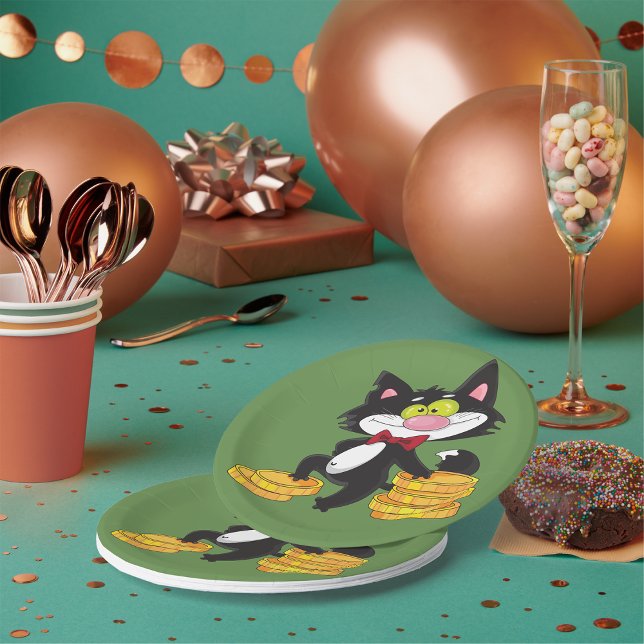 Assiettes En Carton Chat Avec Plaques Papier Argent (Créateur téléchargé)