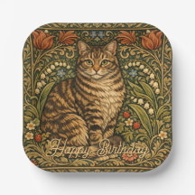 Chat botanique floral élégant vintage