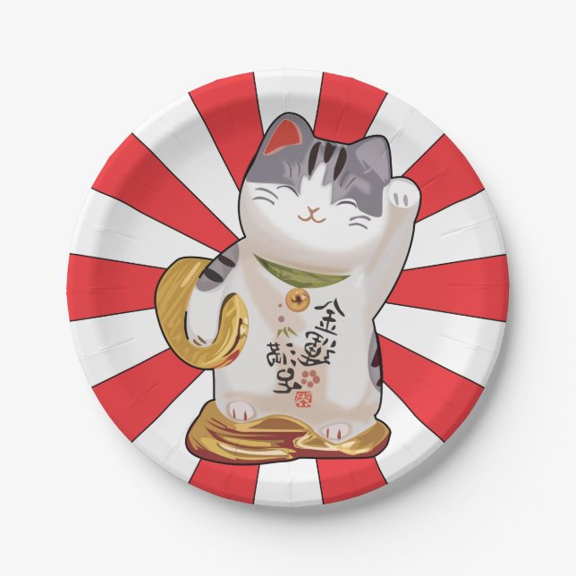 Assiettes En Carton Chat chanceux B (Devant)