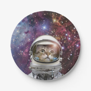 Assiettes En Carton Chat Cosmonaut
