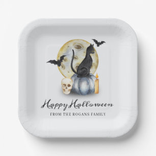 Assiettes En Carton Chat de Halloween effrayant Citrouille