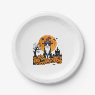 Assiettes En Carton Chat de Halloween Sorcière Citrouille Vintage Épou