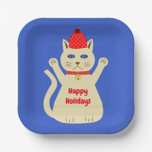 Assiettes En Carton Chat de Noël sur mesure