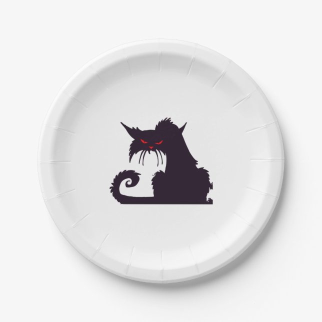Assiettes En Carton Chat d'Halloween (Devant)