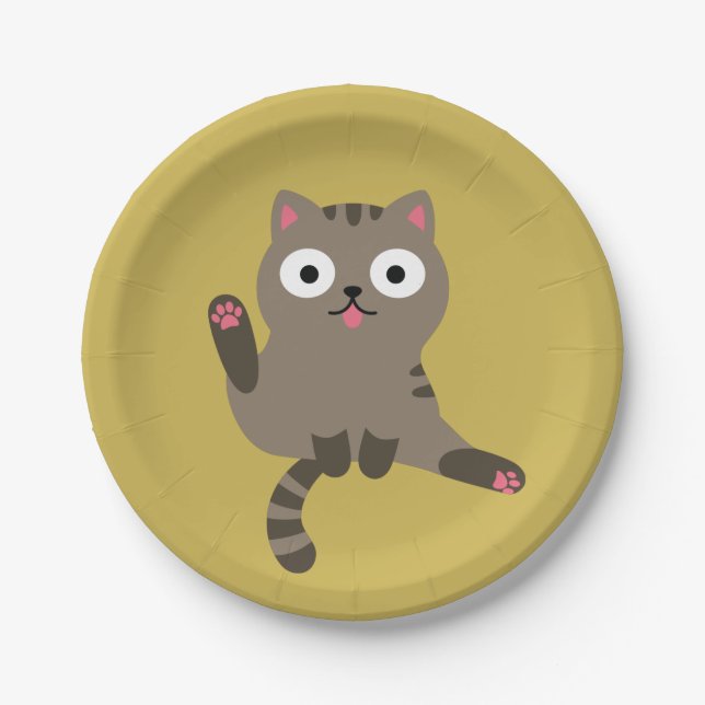 Assiettes En Carton Chat drôle (Devant)