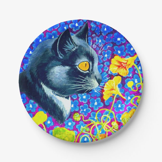 Assiettes En Carton Chat en fleurs (Devant)