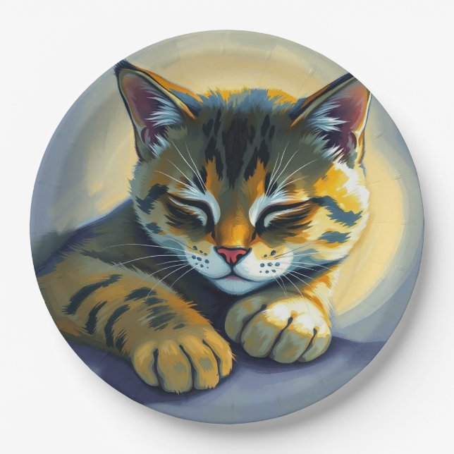 Assiettes En Carton Chat endormi (Devant)