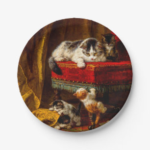 Assiettes En Carton Chat et chatons Jouer avec chaise