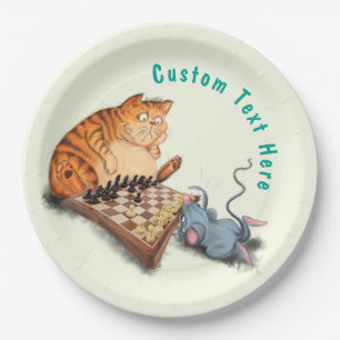 Assiettes En Carton Chat et souris Jouer aux échecs Vos tôles de papie