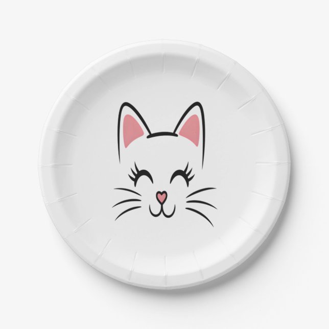 Assiettes En Carton Chat Face Whiskers Imprimer L'Amour Halloween (Devant)