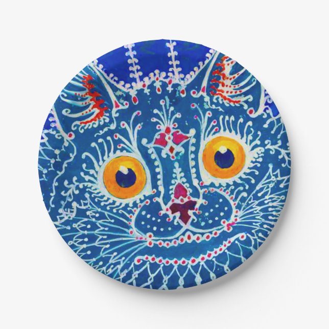 Assiettes En Carton Chat gothique bleu (Devant)