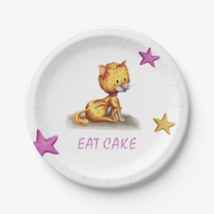 Assiettes En Carton Chat Kitty Rose rose mignon