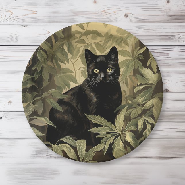 Assiettes En Carton Chat noir dans la forêt luxuriante (Créateur téléchargé)