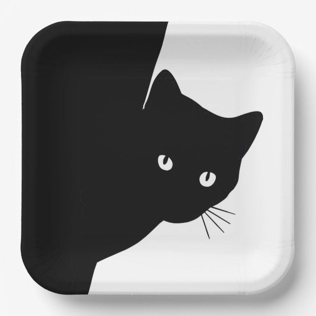 Assiettes En Carton Chat Noir Rusé (Recto)