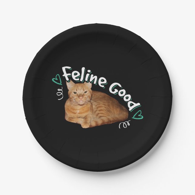 Assiettes En Carton Chat Orange - Feline Good Pun (Devant)