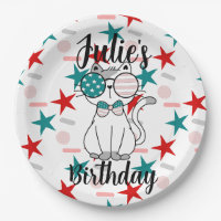 Chat patriotique paillettes et étoiles fête d'anni