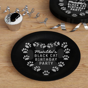 Assiettes En Carton Chat Personnalisé Anniversaire Empreinte de patte