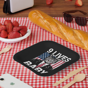 Assiettes En Carton Chat Trump 9 Vies Bébé Drôle Chat Trump