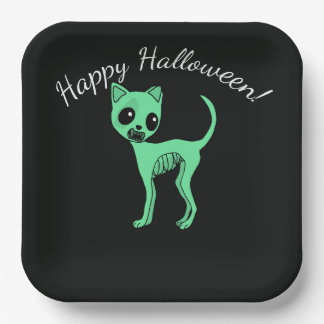Assiettes En Carton Chat zombie Halloween Joyeux Halloween