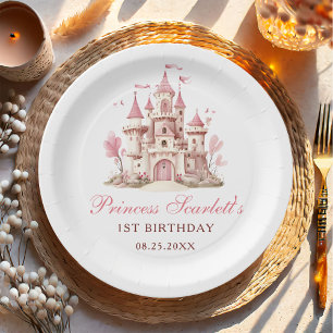 Assiettes En Carton Château de Princesse Rose Fête d'anniversaire de f