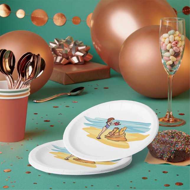 Assiettes En Carton Château de sable de plage (Créateur téléchargé)