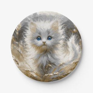 Assiettes En Carton Chaton blanc précieux